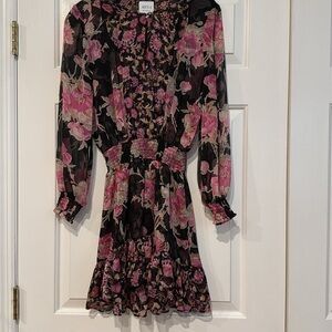 Misa Floral Pink and Black Dress